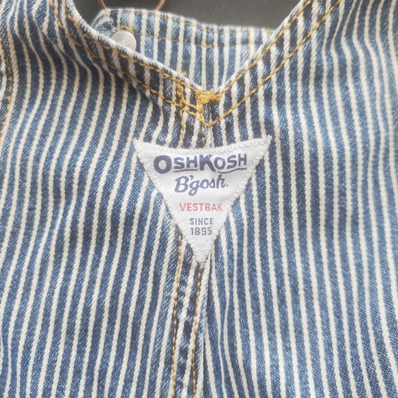 OshKosh B'Gosh Hickory Striped Pant Overalls Dungarees Sz 12M - Picture 8 of 9